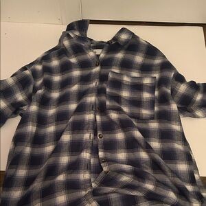 Hollister Navy and White Plaid Button Down Shirt